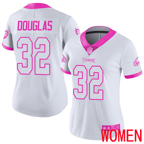 Women Philadelphia Eagles #32 Rasul Douglas Limited White Pink Rush Fashion NFL Football Jersey